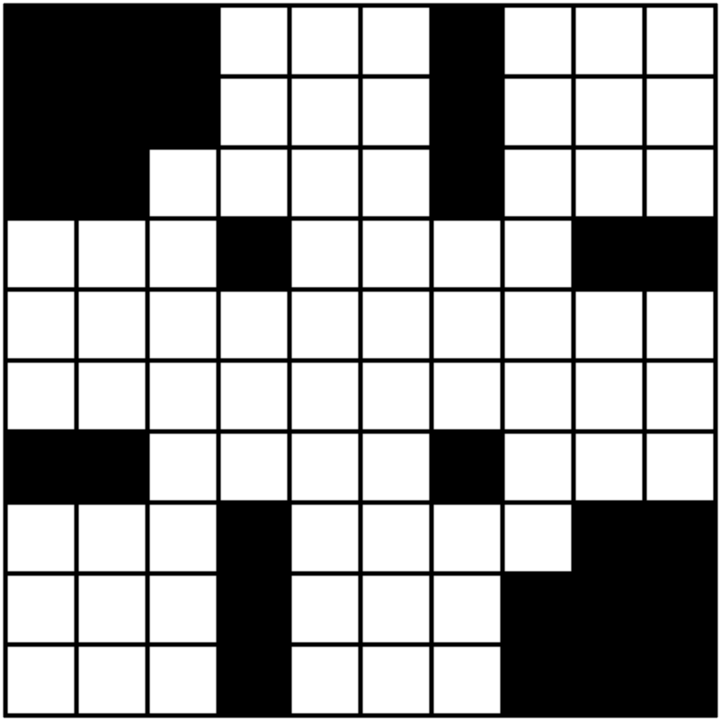 A 10x10 crossword grid